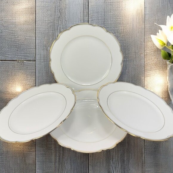 D&R W Weissen Bavaria Zeh Scherzer Germany Porcelain Plate Dish Gold Trim Set 4 - Picture 1 of 14